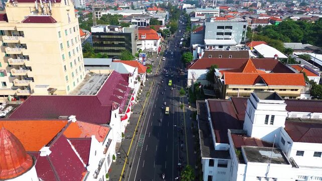 A aerial 4K footage view of surabaya from above