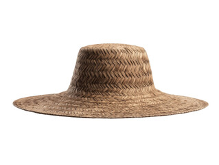 Wide-brimmed straw sunhat with woven pattern on black background
