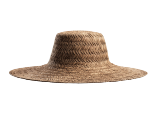 Wide-brimmed straw sunhat with woven pattern on black background