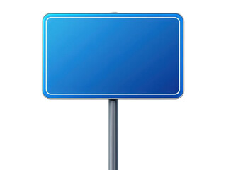 Blue blank sign on pole- suitable for customizable messages and advertisements- featuring a modern and clean design. Isolated on transparent background- png.