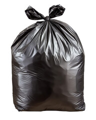 Black Plastic Garbage Bag. Large Bag Tied At The Top- Suitable For Household Waste And Featuring A...