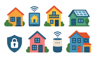 Fototapeta premium Smart home technology icons featuring modern security and connectivity