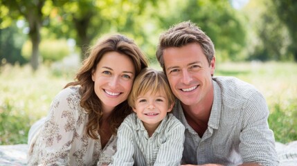 Fototapeta premium Happy family bonding time together at home, park, parenthood and lifestyle concept