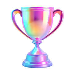 Iridescent 3D Trophy Icon in Gradient Colors. Ideal for Award and Achievement Symbols in Digital Design. Isolated on transparent background- png.