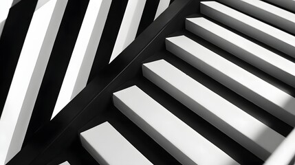 Fototapeta premium Minimalist Black and White Staircase with Geometric Lines and Clean Design Perspective