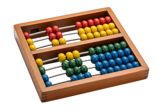 Colorful abacus isolated on transparent background is a vintage calculating tool used for arithmetic and mathematical calculations in education
