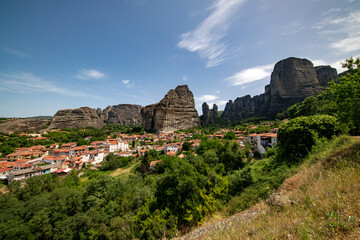 Meteora in Greece with monasteries and dramatic rock formations