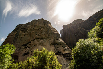 Meteora in Greece with monasteries and dramatic rock formations