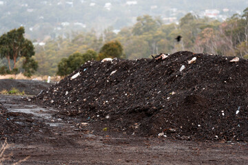 Compost pile, organic thermophilic compost turning in Tasmania Australia