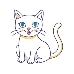 Obraz premium Cute Cartoon Cat with Blue Eyes and Tongue Sticking Out Illustration