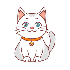 Obraz premium Adorable cartoon cat sitting pretty with a collar and a smile