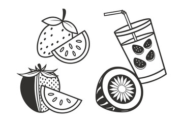Fresh Strawberry and Watermelon Drink Illustration.