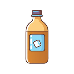 Fototapeta premium Delicious brown liquid bottle with a cute label and dark purple lid
