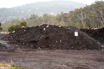 Compost pile, organic thermophilic compost turning in Tasmania Australia