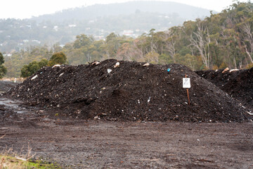 Compost pile, organic thermophilic compost turning in Tasmania Australia