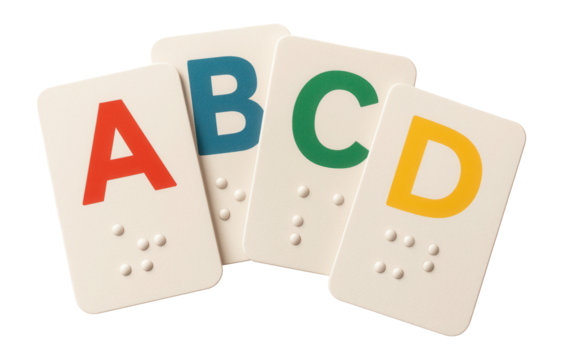 Set of alphabet flashcards with Braille