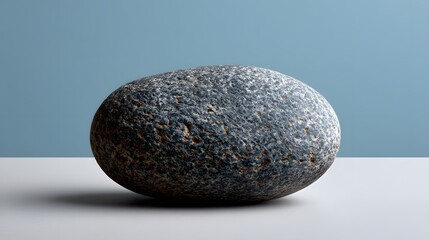 Elegant Smooth Gray Oval Stone with Textured Surface on Minimalist Background
