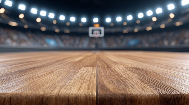 Empty college basketball court stadium lights highlight floor and backboard sport environment gigapixel standard view