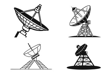 Satellite Dish Array Communication Technology Icons.