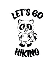Cartoon Raccoon Ready for a Hiking Adventure with Motivational 