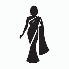 Saree Glyph Icon South Asian Traditional Outfit