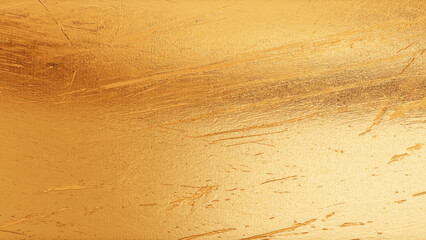 Abstract close-up of reflective golden foil texture with shimmering highlights, radiating luxury, elegance, and premium design — perfect for glamorous, festive, or modern backgrounds.