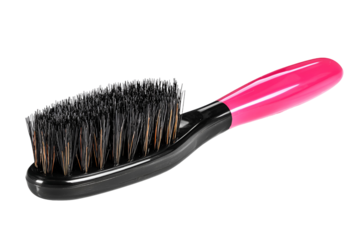 Pink handled hairbrush black bristles beauty tool styling accessory