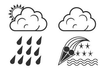 Weather Icons Sun Rain Stars and Waves.