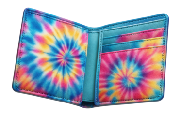 Wallet with a tie-dye fabric design