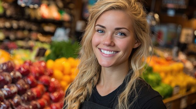 Smiling Grocery Store Worker
