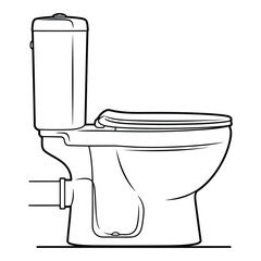 Modern toilet line drawing simple clean plumbing fixture for bathroom design and renovation