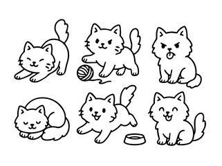 fluffy cat, cat illustration, cat with expressions, cat with movement, cat with posture, cute cat, cat logo, cat playing, vector cat , hand drawn cat