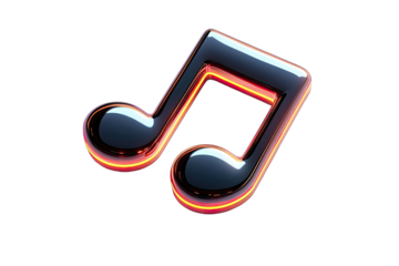 Glossy metallic musical note