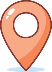 Cute cartoon style orange location marker icon, representing a point of interest on a map or digital interface.