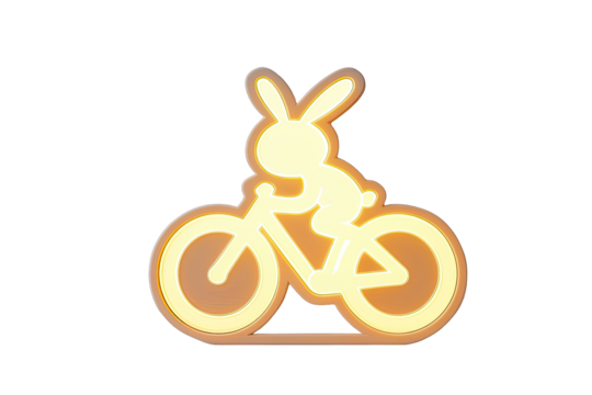 Illuminated rabbit on bicycle