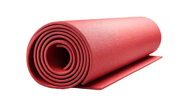 Rolled Red Yoga Mat Fitness Exercise Equipment