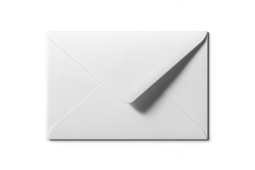 Realistic white closed envelope mockup with transparent background