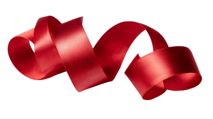 Red ribbon swirl on black background elegant design
