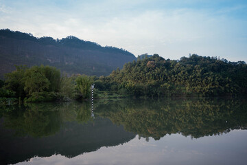 The mountains and lakes of Danxia Mountain