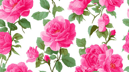Seamless roses illustration background for fashion, textile, fabric, decoration and design
