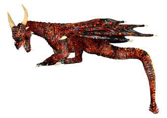 3D Rendering Fairy Tale Dragon on White