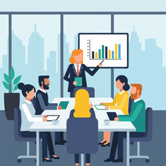 business meeting. workers in a meeting. someone presenting a business idea. work meeting. design 2