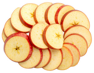 Top View of Red Delicious Apple Slices, isolated on transparent background PNG