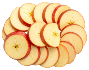 Top View of Red Delicious Apple Slices, isolated on transparent background PNG