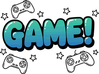Exciting game time fun with retro controllers and stars vector