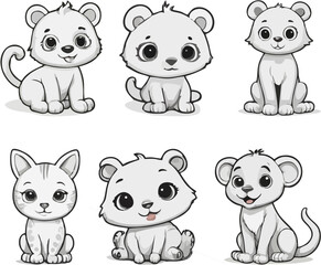 set of cat cartoons