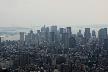 Fototapeta premium NYC New York City - Panoramic Skyline of New York City from Elevated View