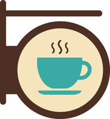 Vintage cafe sign with steaming coffee cup vector icon vector