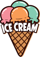 Colorful ice cream cones delicious summer dessert treat vector