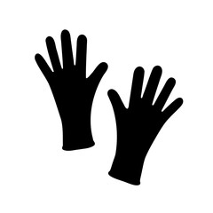 Obraz premium Pair of black stylized rubber or latex gloves isolated on white